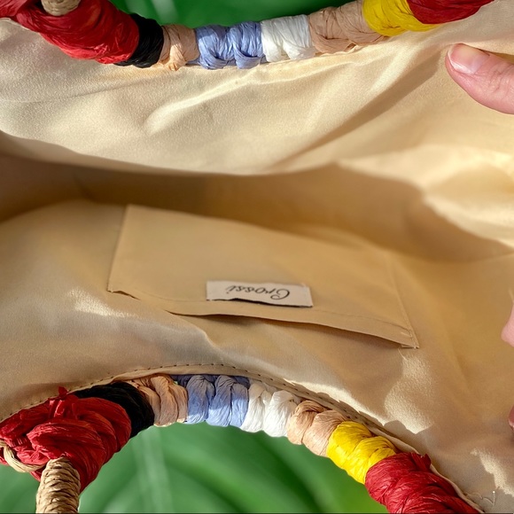 SOLD 🍋 NWT Colorful Handmade Woven Rattan Handbag - Picture 4 of 6